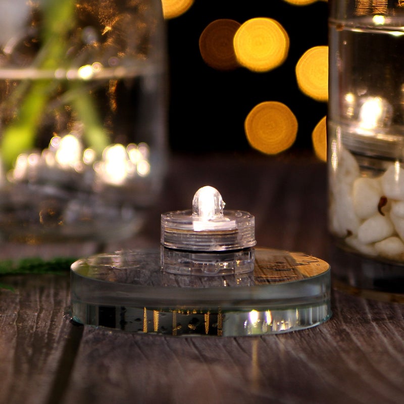 IMAGE 12x LED Waterproof Submersible Tealights Flameless Tealight Battery-Operated Sub Lights for Wedding Christmas Thanksgiving Party Events Home Decor Floral Warm White - Image 4